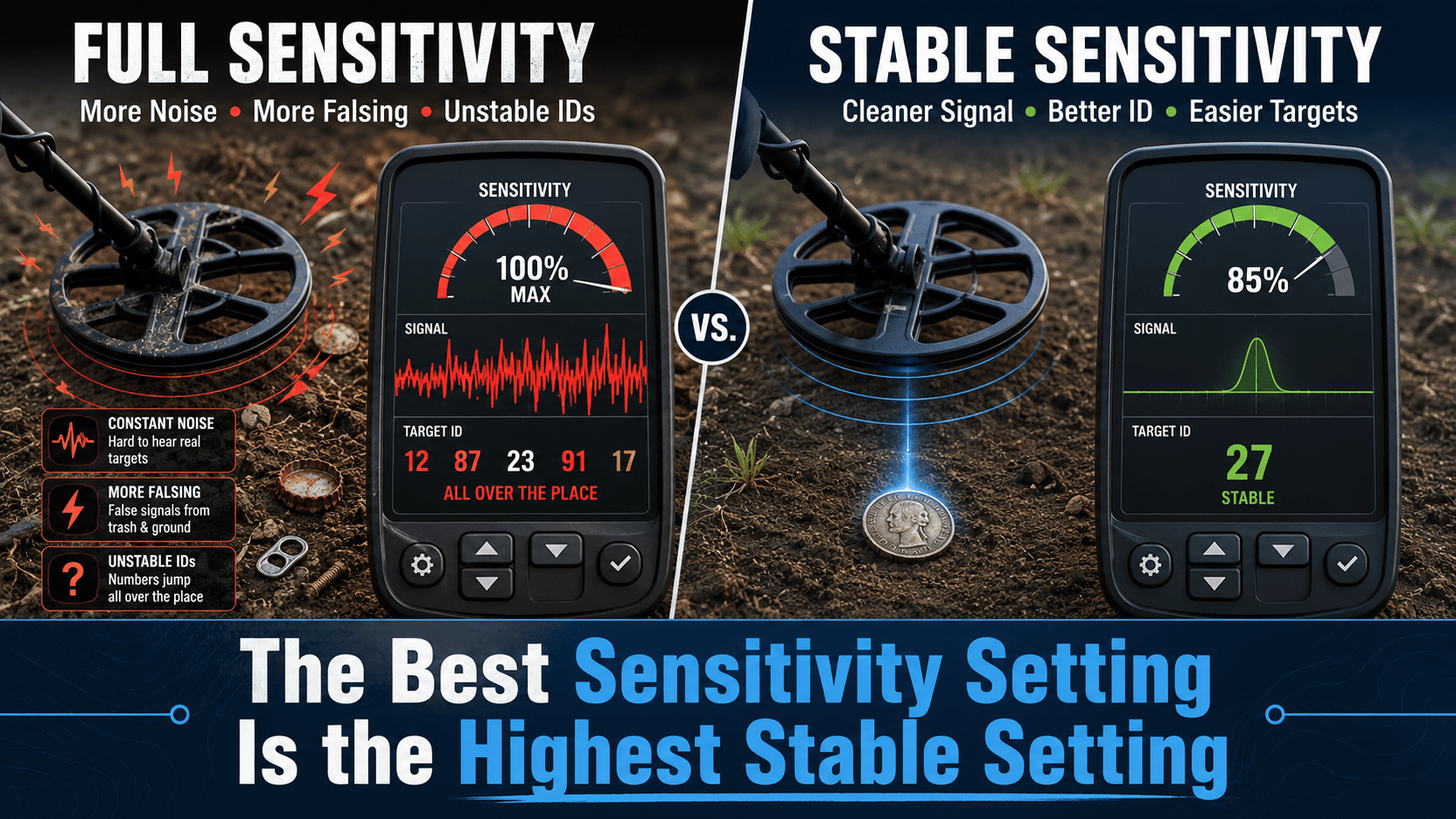 Why Maximum Metal Detector Sensitivity Is Not Always Better - Metal Detecting Shop