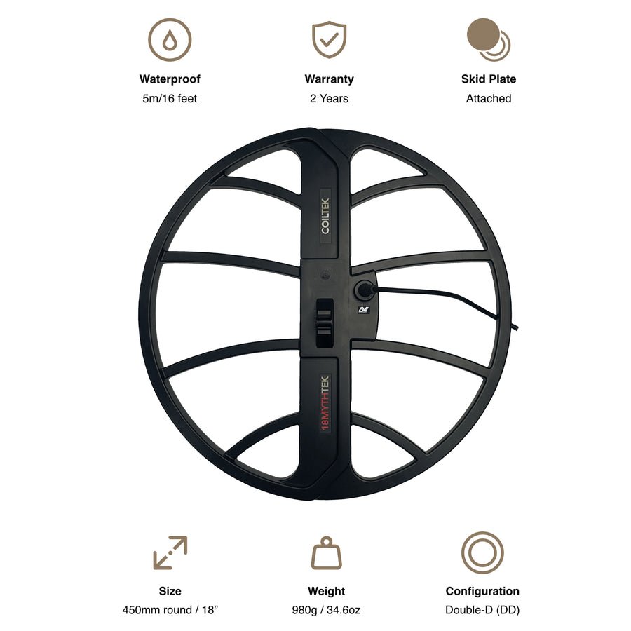 Coiltek 18" MYTHTEK DD Search Coil for Minelab Manticore