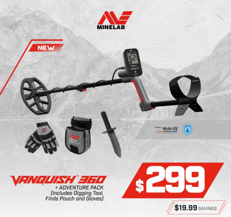 Minelab Vanquish 360 Metal Detector with Adventure Pack