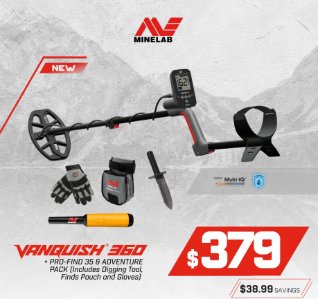 Minelab Vanquish 360 Metal Detector with Adventure Pack and Profind 35
