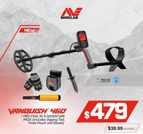 Minelab VANQUISH 460 Metal Detector with Adventure Pack and Profind 35