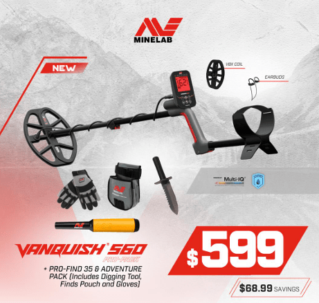 Minelab VANQUISH 560 Pro - Pack Metal Detector with Adventure Pack and Pro - Find 35