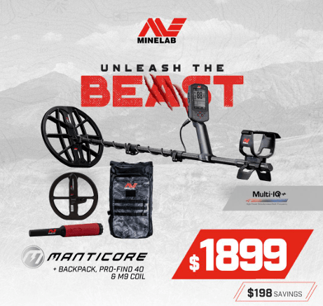 Minelab Manticore with Backpack, Pro - Find 40 and M9 Coil