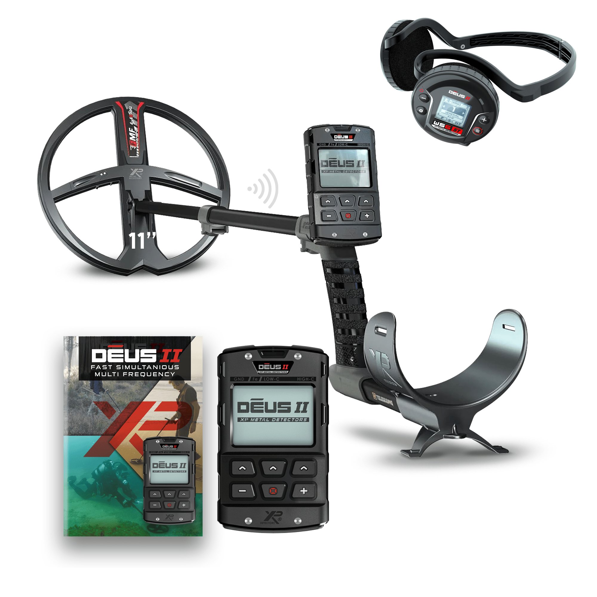 XP Deus 2 - 11" Coil - WS6ST Stereo Headphones - RC