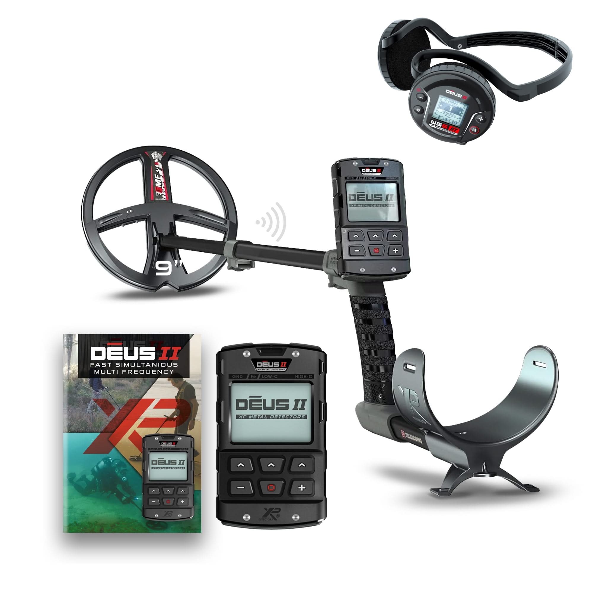 XP Deus 2 - 9" Coil - WS6ST Stereo Headphones - RC